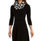BCX Junior's Printed Scarf Fit & Flare Sweater Dress Black Size XS