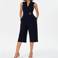 Jessica Howard Women's Solid V Neck Wide Leg Jumpsuit Blue Size Petite Medium