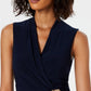 Jessica Howard Women's Solid V Neck Wide Leg Jumpsuit Blue Size Petite Medium