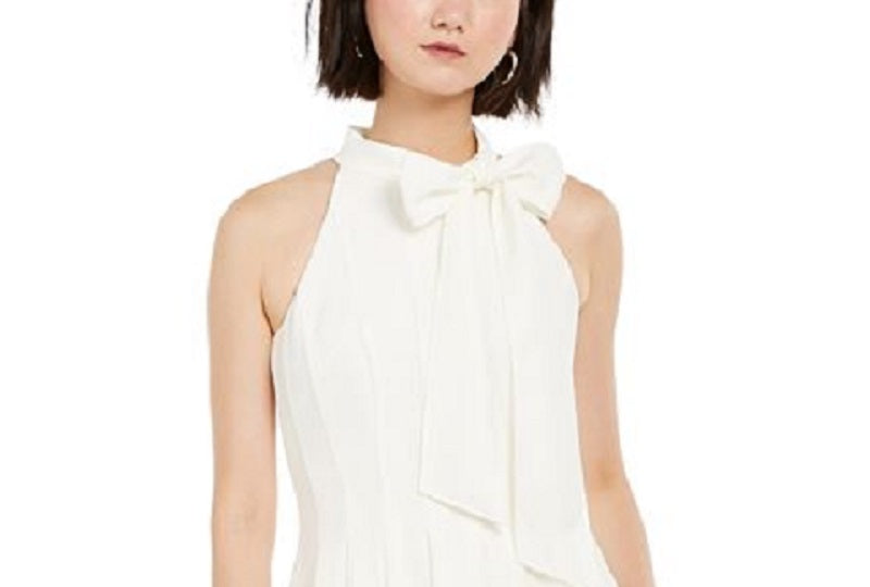 Vince Camuto Women's Bow Neck Fit & Flare Dress White Size 4