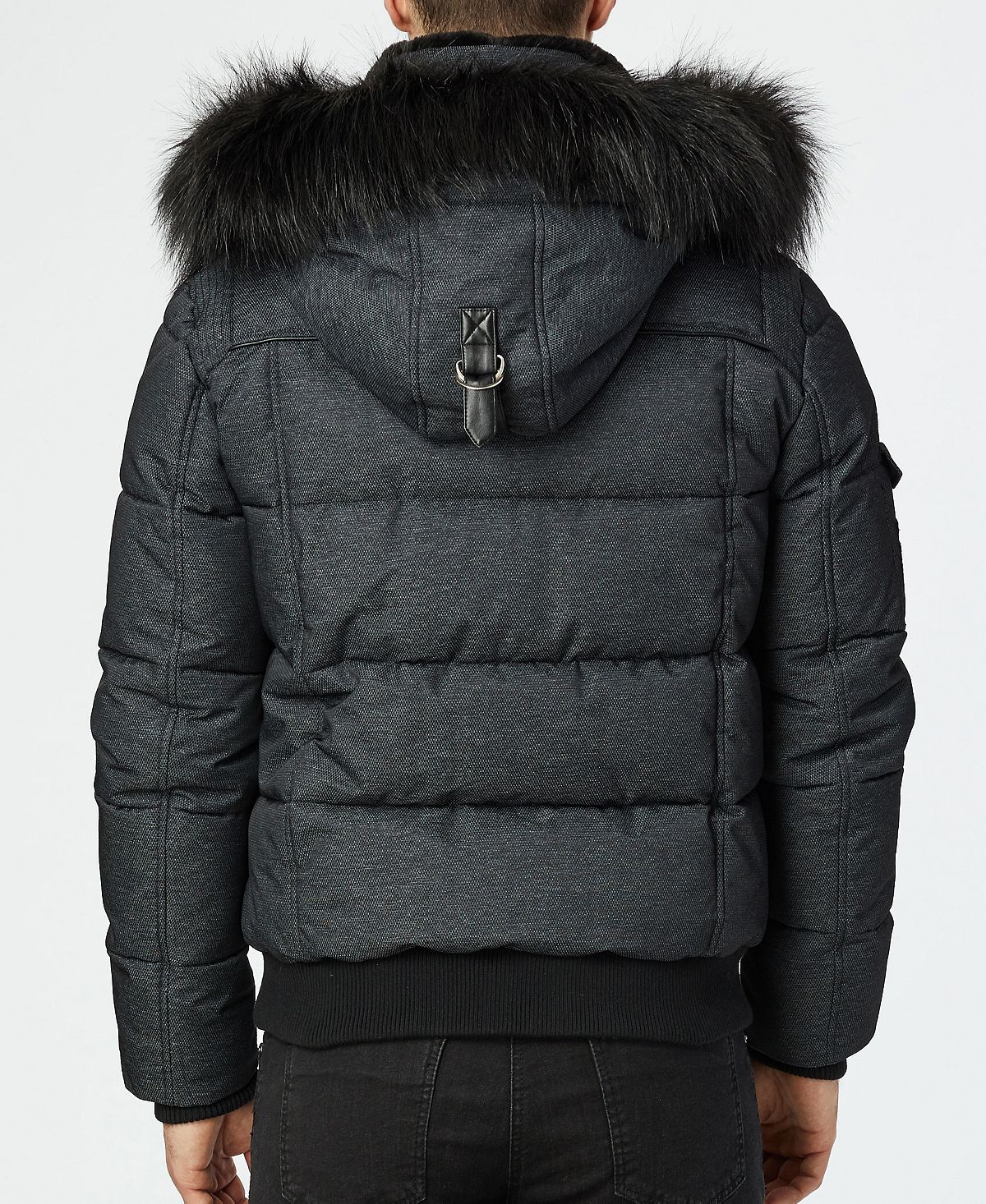 Noize Men's Clark Quilted Bomber With Hood Black Size S