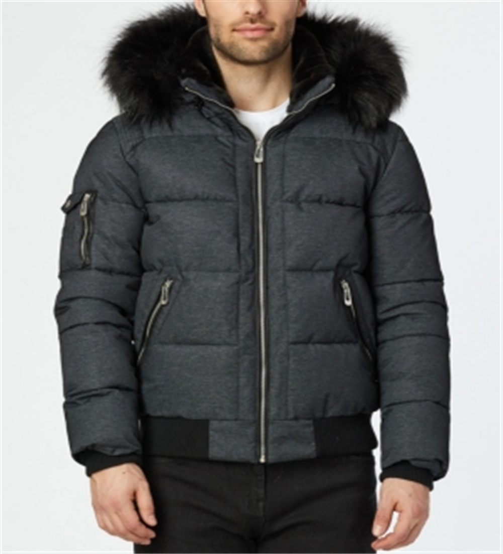 Noize Men's Clark Quilted Bomber With Hood Black Size S