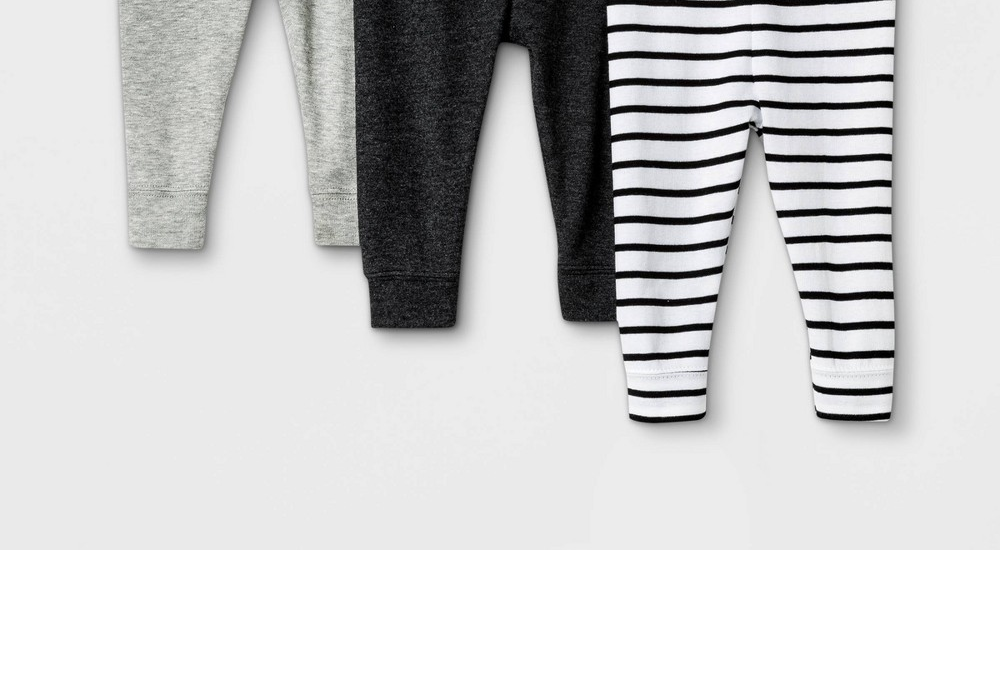 Cloud Island Baby 3pk Pull-On Pants Black/Gray Newborn