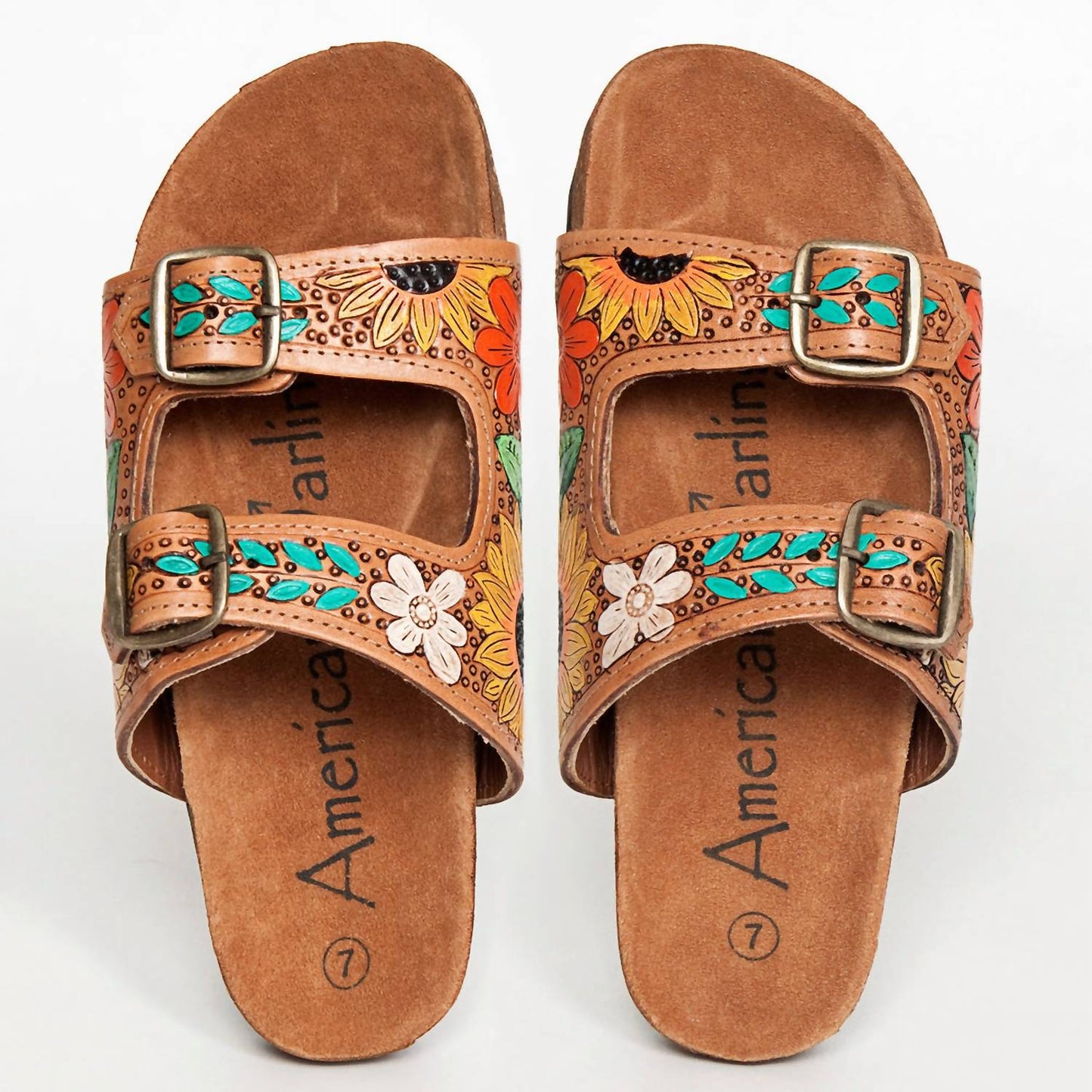 American Darling - Women's Carved Genuine Leather Sandal
