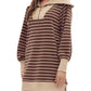 Entro - Misha Stripped Zipper Neckline Sweatshirt Dress