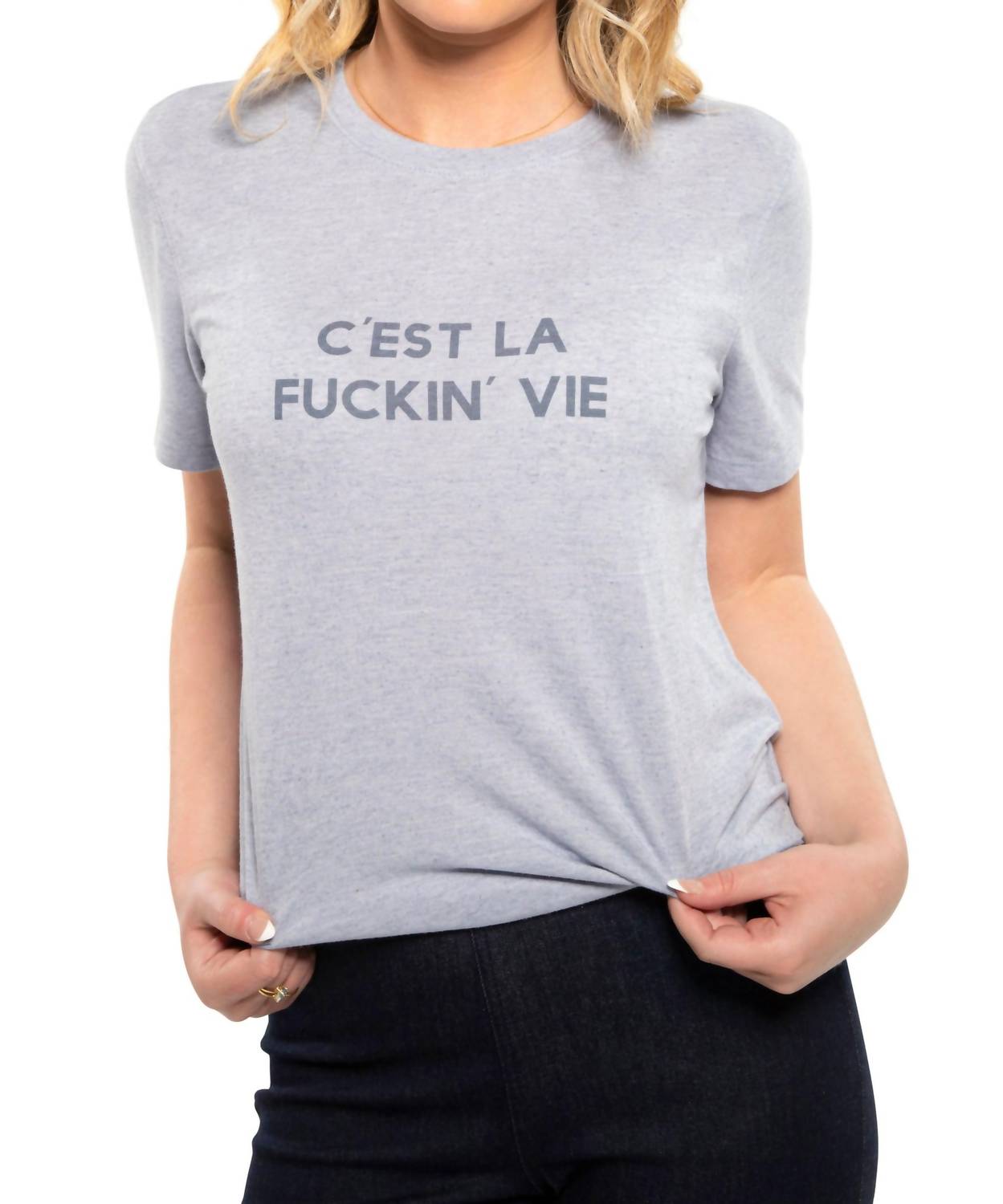 On This Day - "c'est La F*ckin Vie" ग्राफिक शॉर्ट स्लीव निट टी-शर्ट