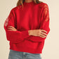 Anniewear - Embroidered Shoulder Mock Neck Sweater
