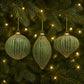 Ribbed Glass Ornament with Gold Accent (Set of 6)