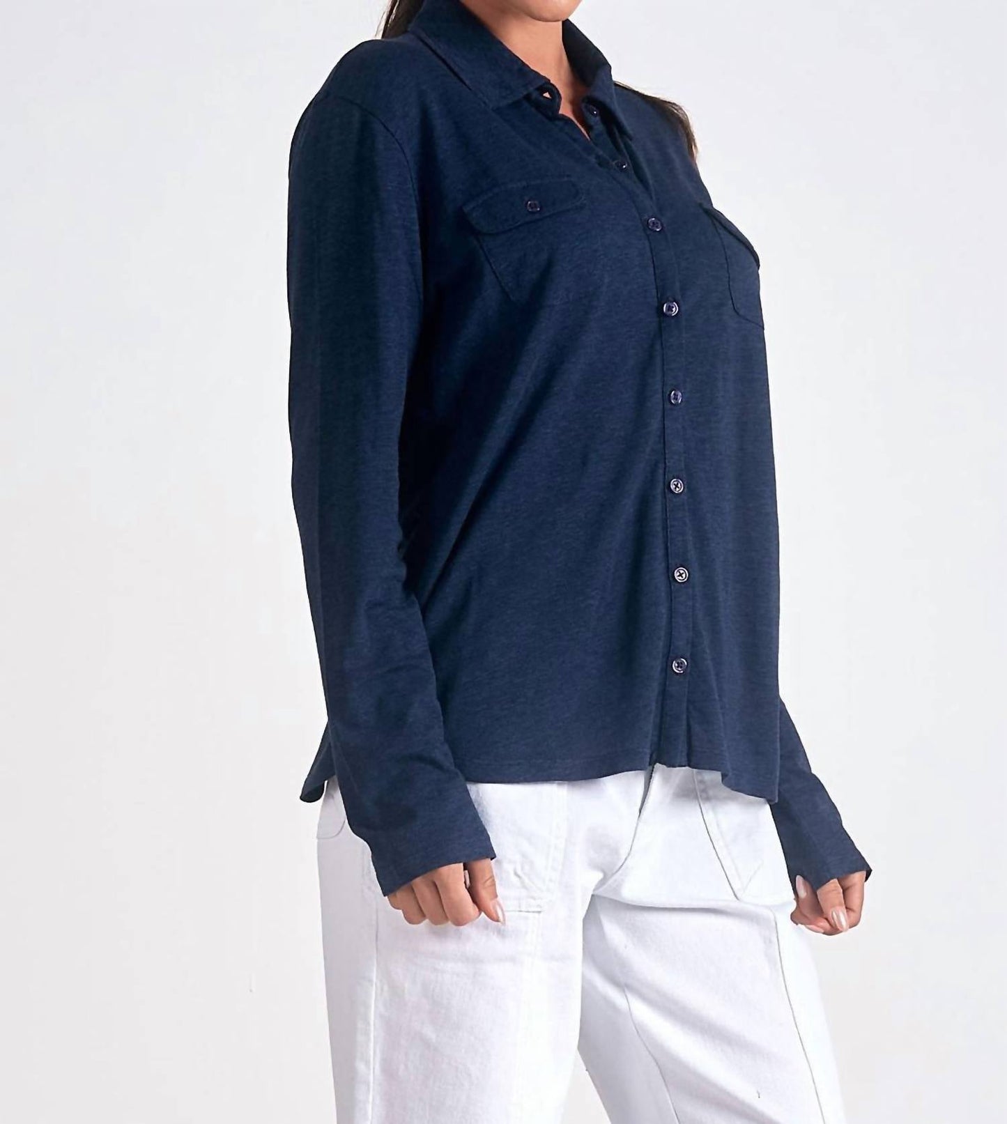 Elan - Long Sleeve Button Down Top