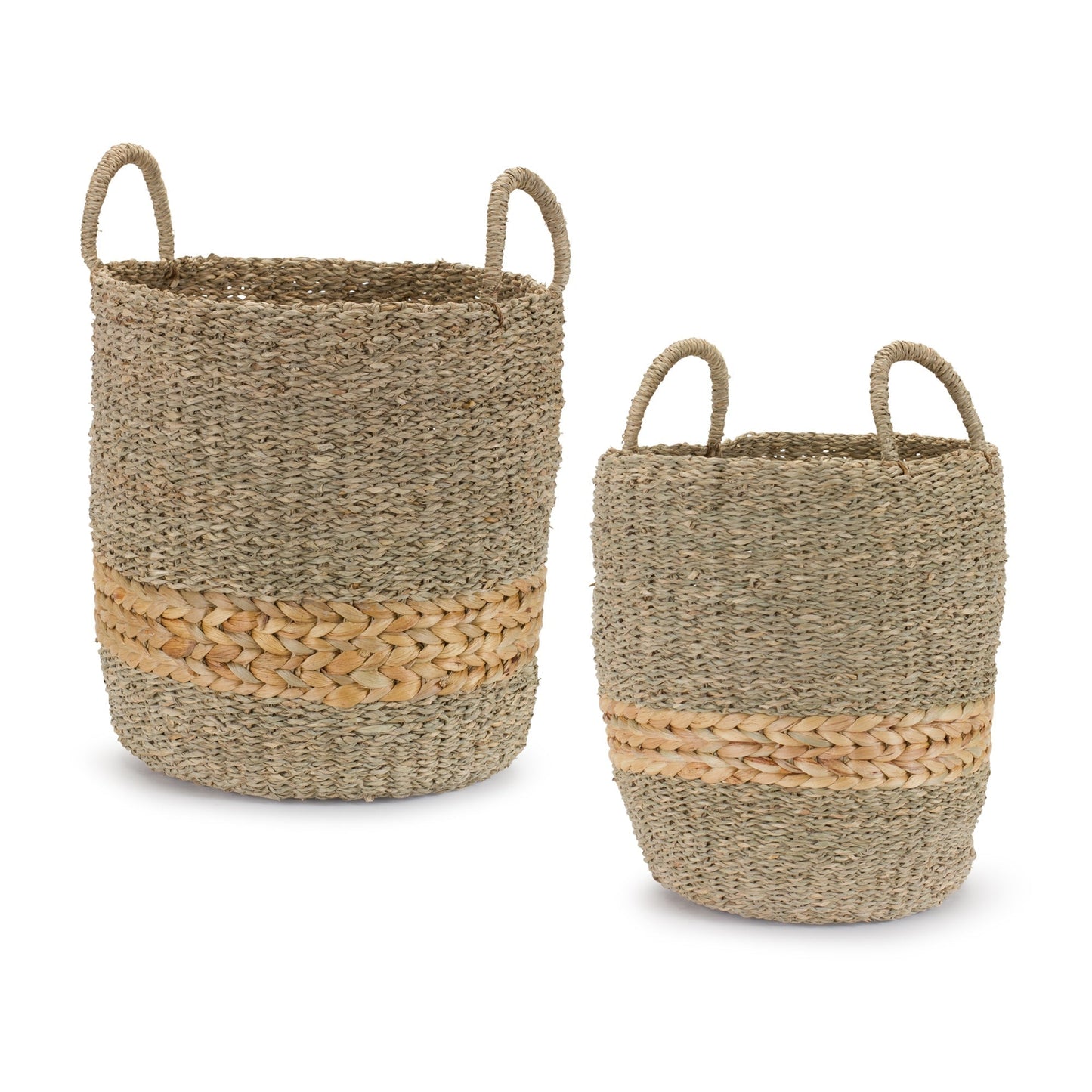 Seagrass basket with handles (set of 2)