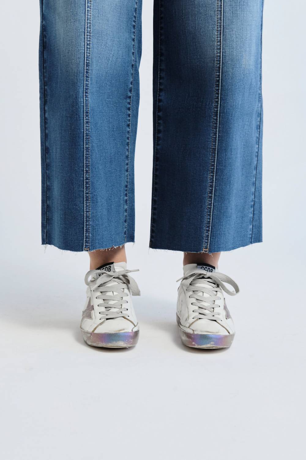 1822 Denim - High Rise Wide Leg Braided Waistband Denim Jeans