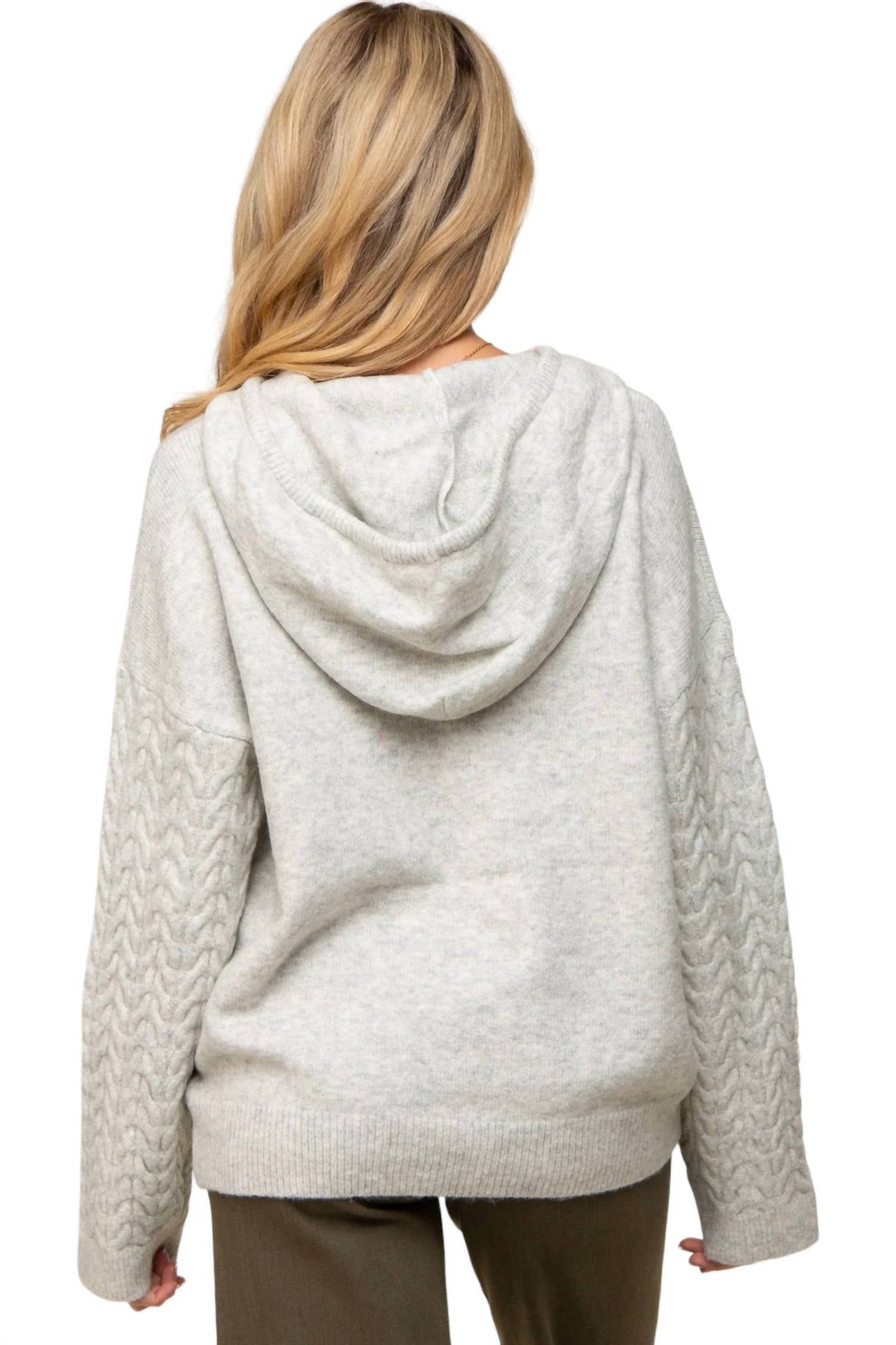 &Merci - Cable Knit Hoodie Sweater