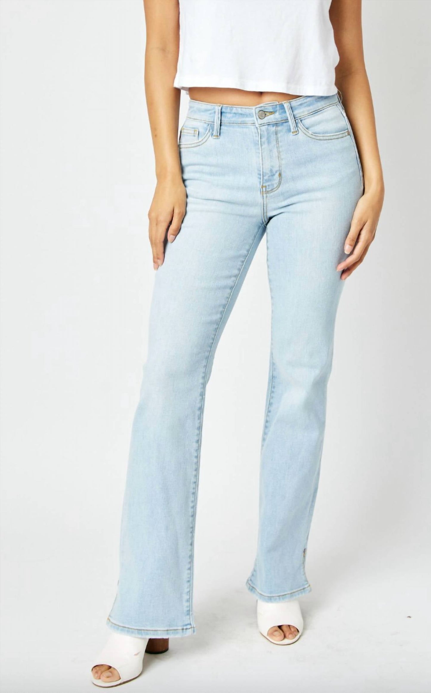 Judy Blue - Mid Rise Slit Hem Bootcut Jeans