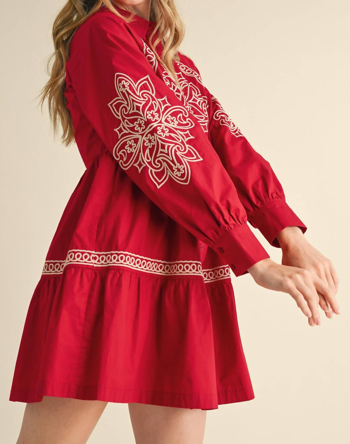 &Merci - Reba EMBROIDERED BUTTON DOWN MINI DRESS