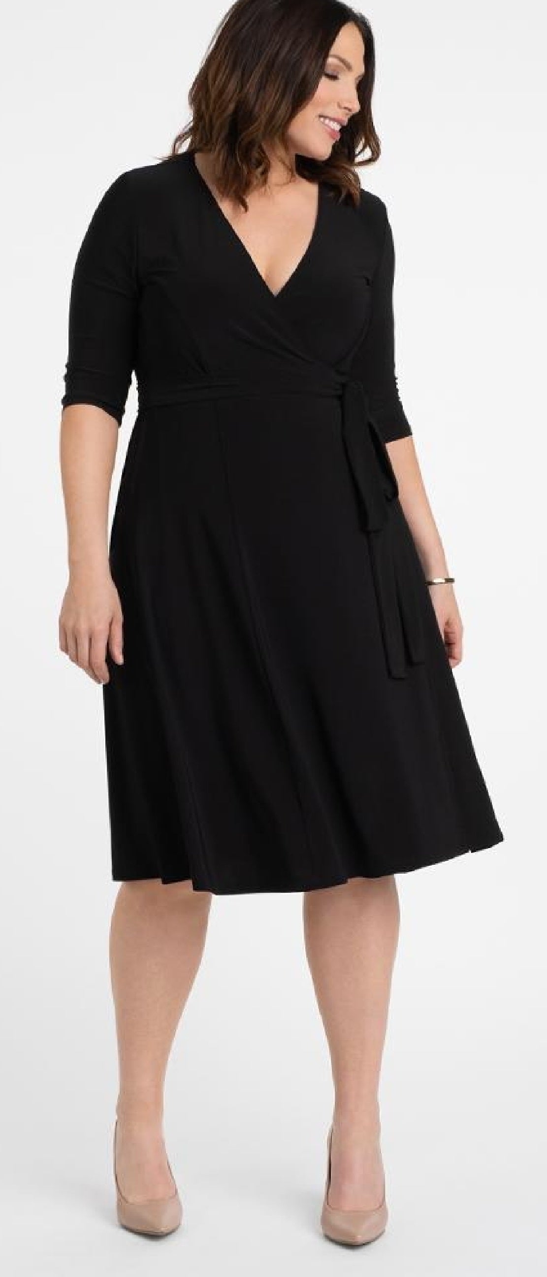 Kiyonna Women's Essential Wrap Dress Black Size 5X