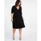 Kiyonna Women's Essential Wrap Dress Black Size 5X