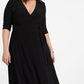 Kiyonna Women's Essential Wrap Dress Black Size 5X