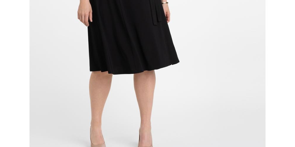 Kiyonna Women's Essential Wrap Dress Black Size 5X