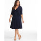 Kiyonna Women's Essential Wrap Dress Blue Size 1X