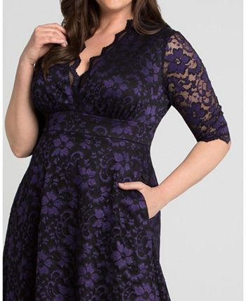 Kiyonna Women's Mon Cherie Lace Dress Purple Size 2X