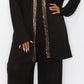 Coin Women's Sequin Contrast Cardigan Sweater Black Size 1X