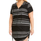 Dotti Women's Dahlia Stripe Zip Hoodie Cover Up Swimsuit Black Size 2X