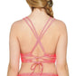 Hula Honey Junior's Rib Illusion Cross Back Bikini Top Swimsuit Pink Size Small