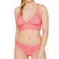Hula Honey Junior's Rib Illusion Cross Back Bikini Top Swimsuit Pink Size Small