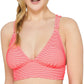 Hula Honey Junior's Rib Illusion Cross Back Bikini Top Swimsuit Pink Size Small
