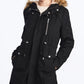 Collection B Junior's Faux Fur Trim Hooded Anorak Coat Black Size Medium