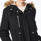 Collection B Junior's Faux Fur Trim Hooded Anorak Coat Black Size Medium