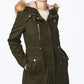 Collection B Junior's Faux Fur Trim Hooded Anorak Coat Green Size Medium