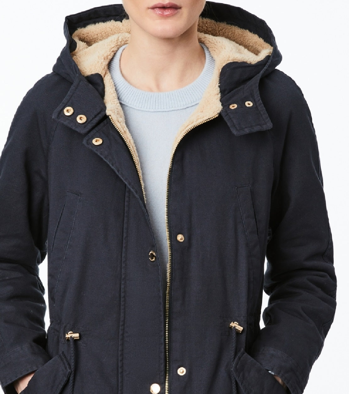 Collection B Junior's Hooded Anorak Jacket Blue Size Medium
