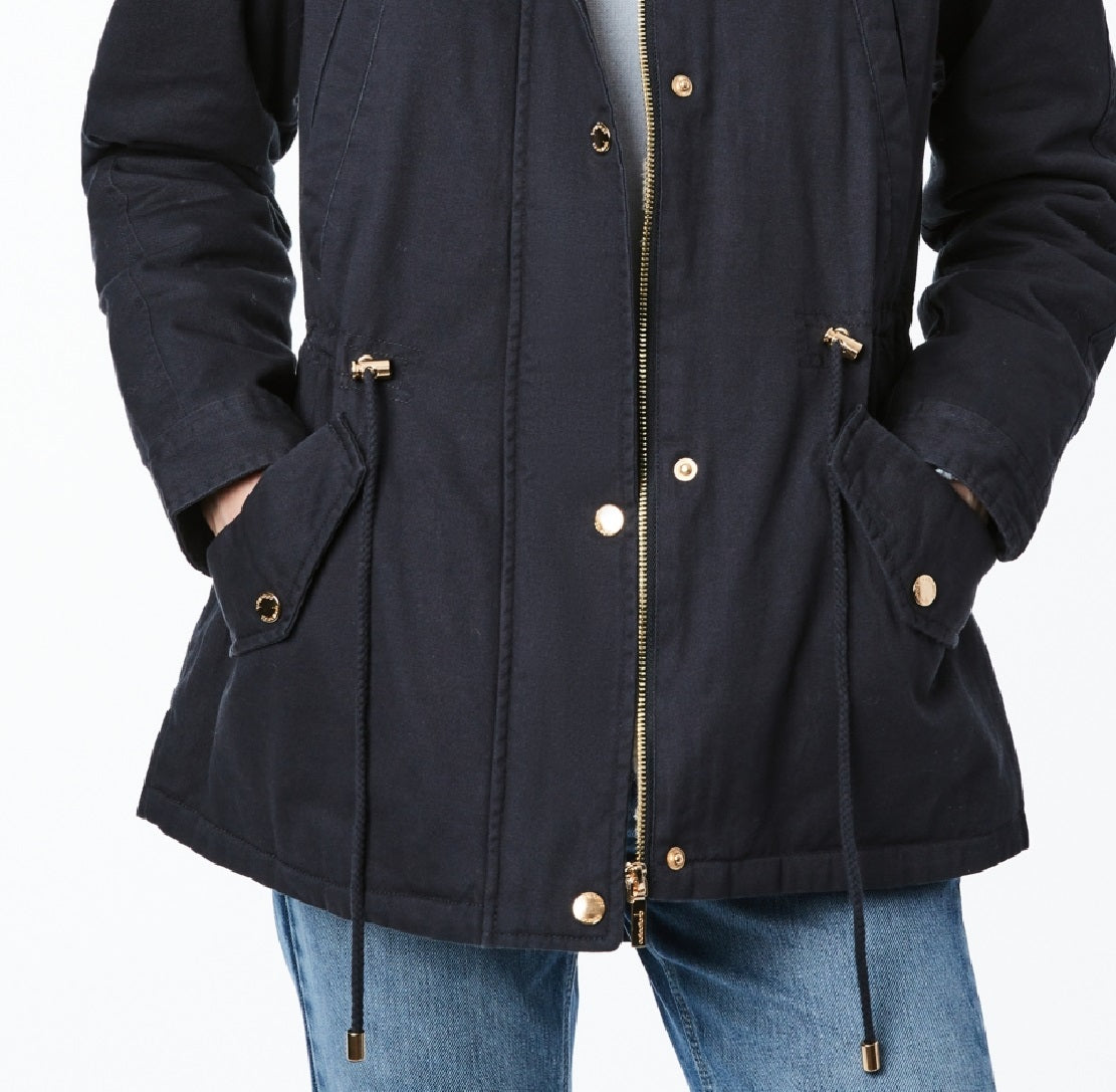 Collection B Junior's Hooded Anorak Jacket Blue Size Medium