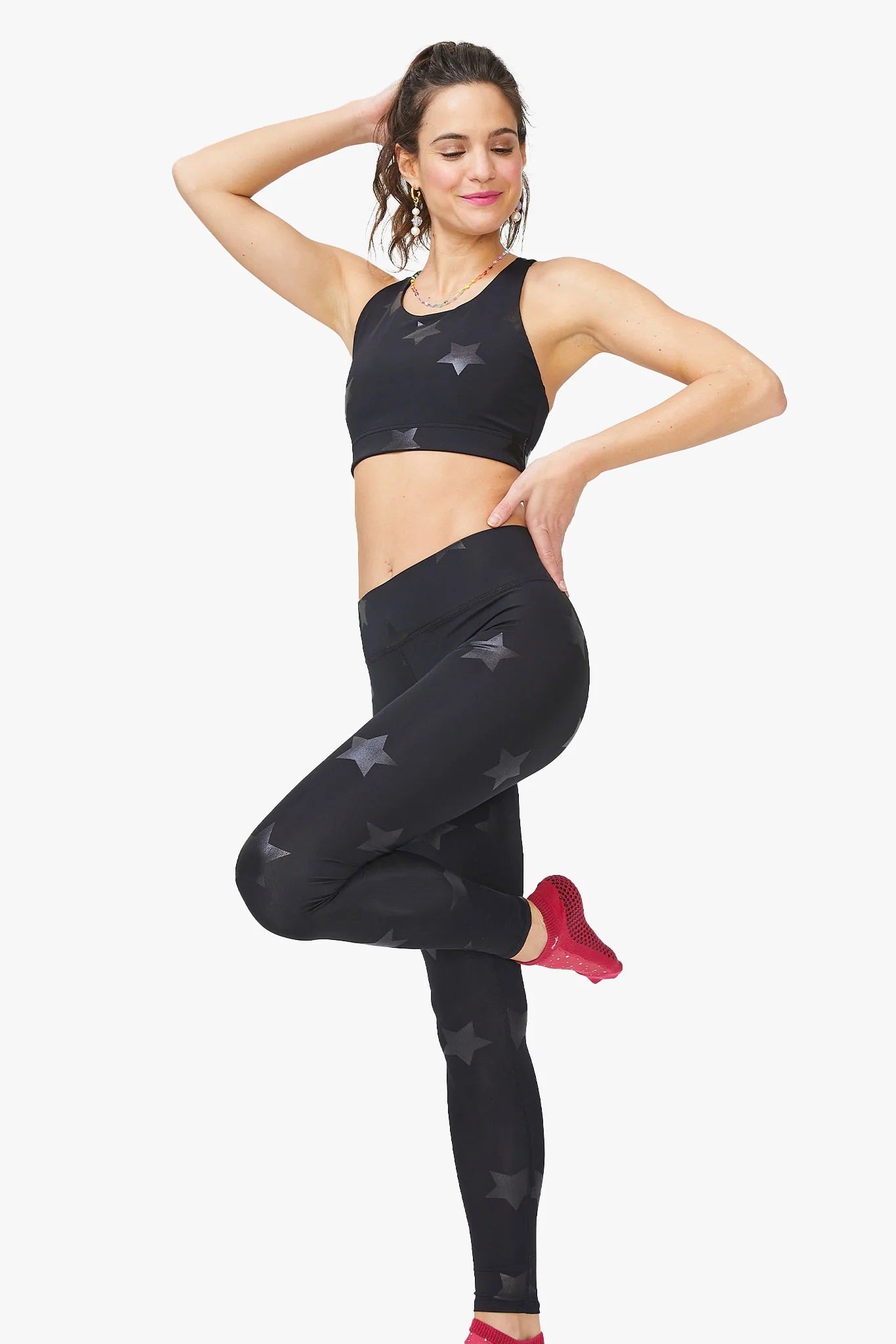 Terez Women's Foiled Star Print Leggings Black Size Medium
