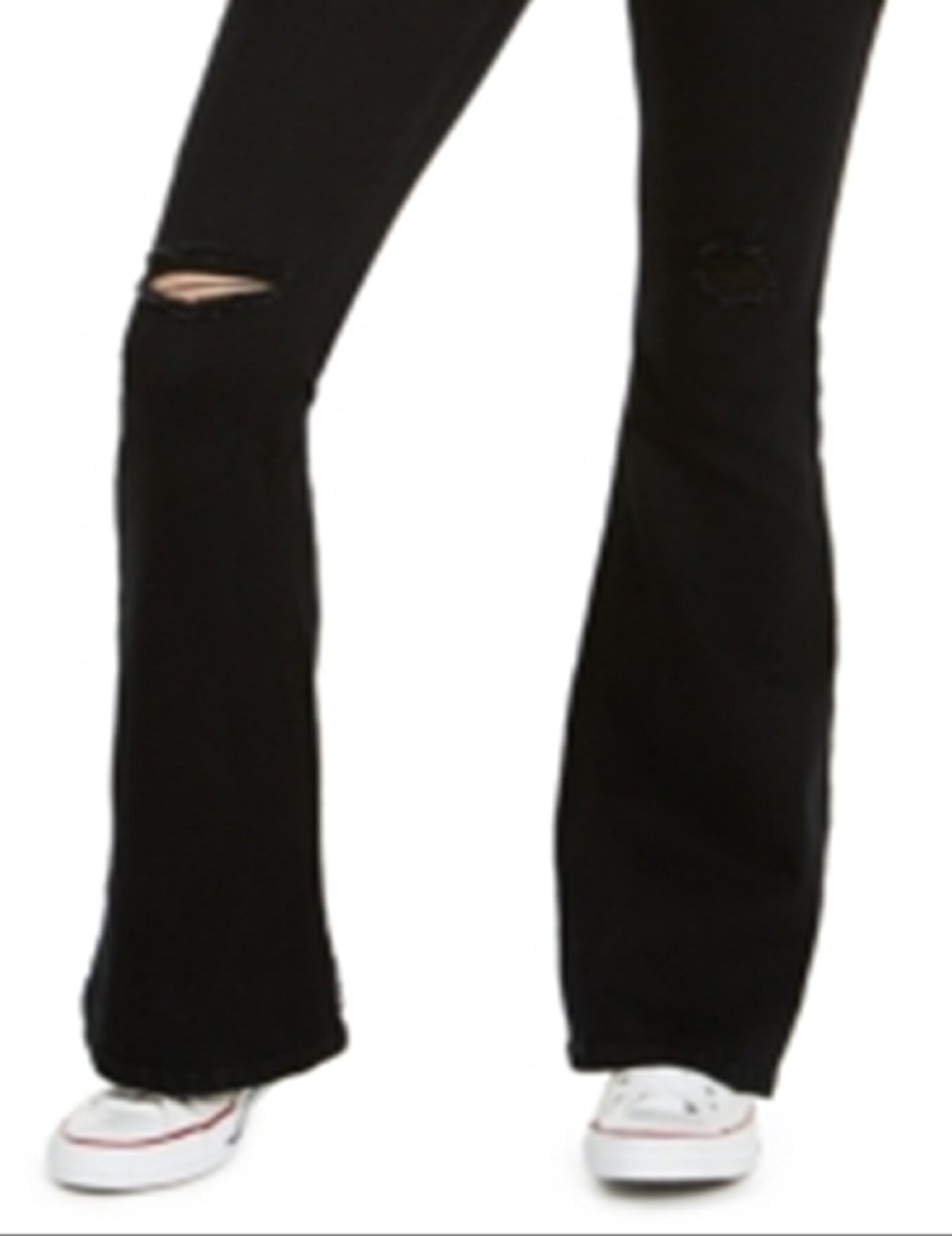 Indigo Rein Junior's Ripped Flare Leg Jeans Black Size 7