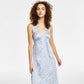 Hippie Rose Junior's V Neck Fit & Flare Midi Dress Blue Size Medium