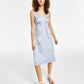 Hippie Rose Junior's V Neck Fit & Flare Midi Dress Blue Size Large