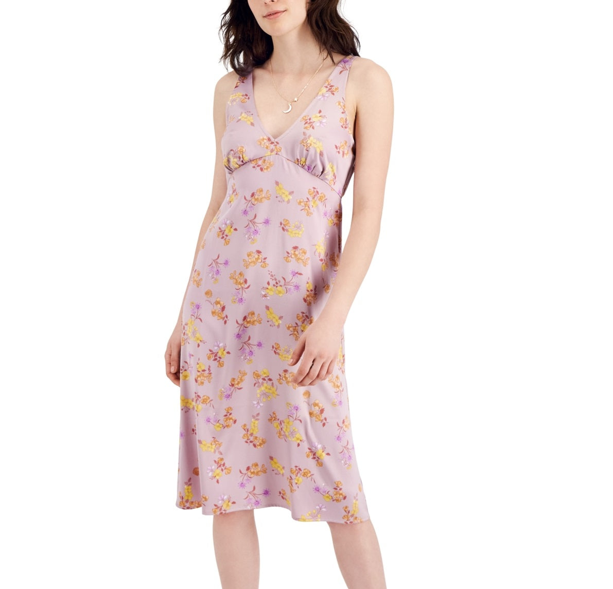 Hippie Rose Women's Floral Print Calf Midi Dress Purple Size X-Large