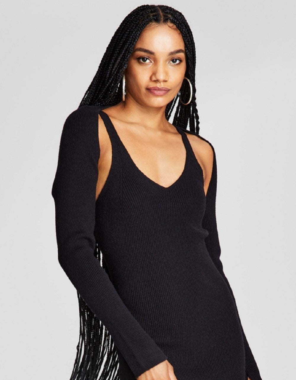 And Now This Women's Ribbed Knit Bodycon Dress & Shrug Black Size X-Small