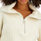 And Now This Women's Textured Quarter Zip Long Sleeve Sweater White Size Medium