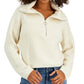 And Now This Women's Textured Quarter Zip Long Sleeve Sweater White Size Medium