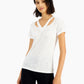 LNA Women's Cutout Neck T-Shirt White Size Small