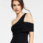 LNA Women's Phifer Rib Knit One Shoulder Mini Dress Black Size X-Small
