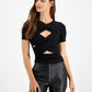 LNA Women's Eternity Faux Wrap Top Black Size Medium