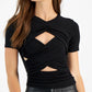 LNA Women's Eternity Faux Wrap Top Black Size Medium