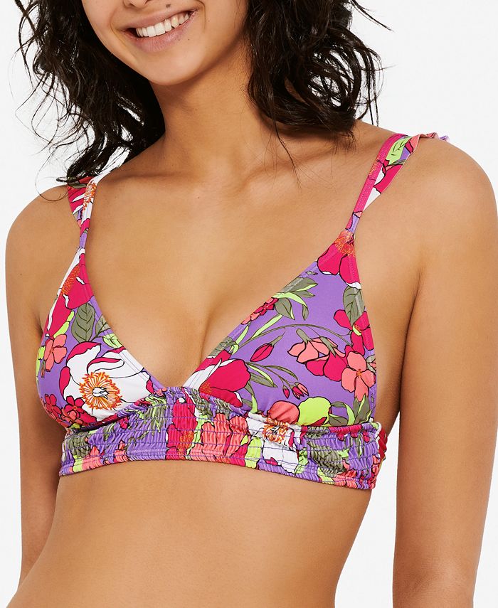 Hula Honey Junior's Impressionist Bloom Bikini Swim Top Purple Size X-Small