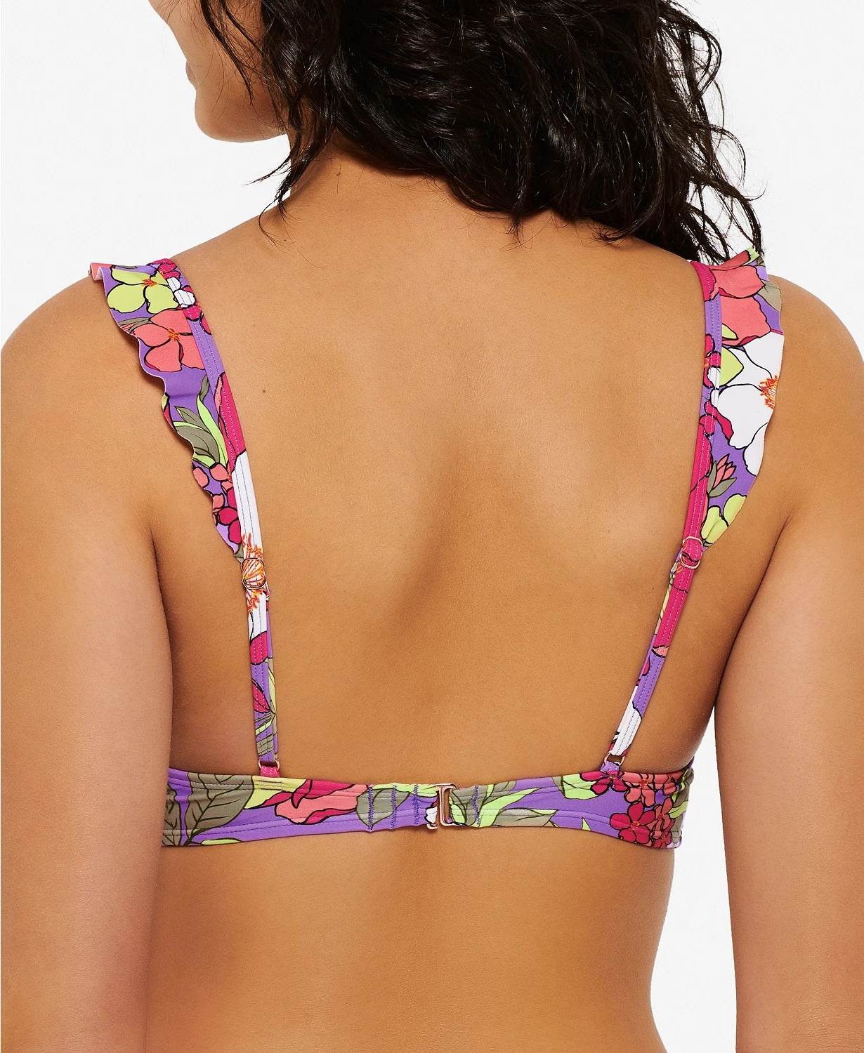 Hula Honey Women's Junior's Impressionist Bloom Bikini Top Swimsuit Purple Size XL