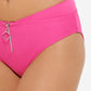 Hula Honey Women's Stretch V Front Waistline Lined Zippered Full Coverage High Waisted Swimsuit Bottom Pink