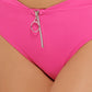 Hula Honey Women's Stretch V Front Waistline Lined Zippered Full Coverage High Waisted Swimsuit Bottom Pink